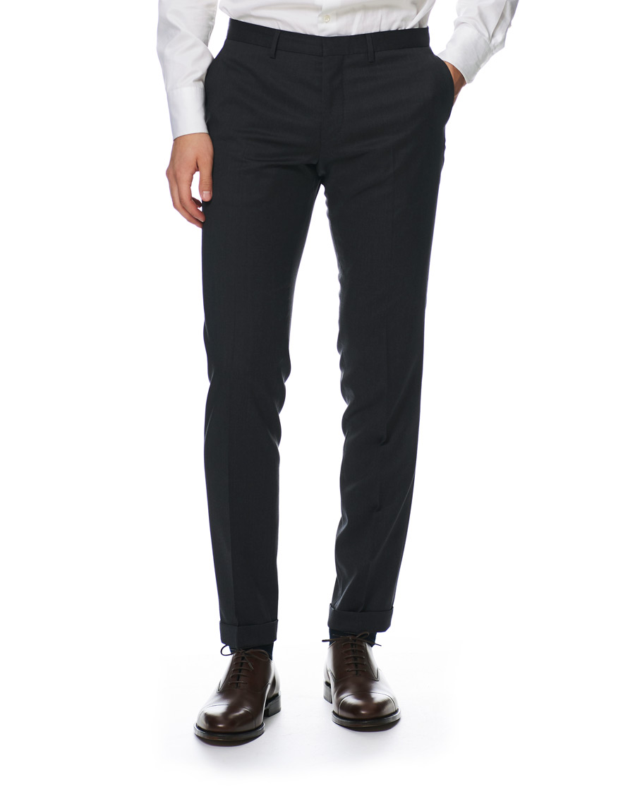 Herre | Bukser | BOSS BLACK | BOSS Wave Slim Fit Wool Trousers Charcoal