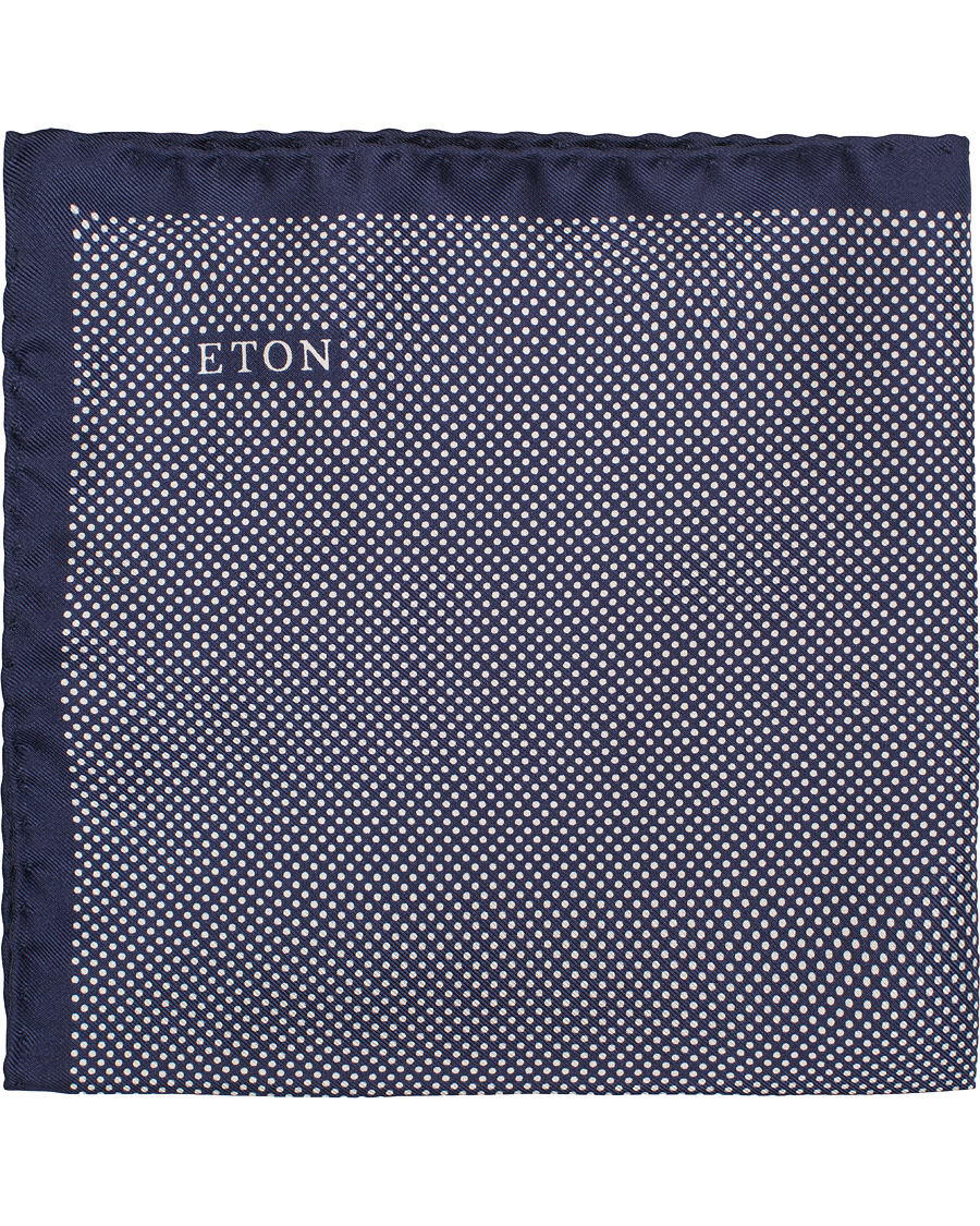 Herre | Eton Silk Dot Pocket Square Navy | Eton | Silk Dot Pocket Square Navy