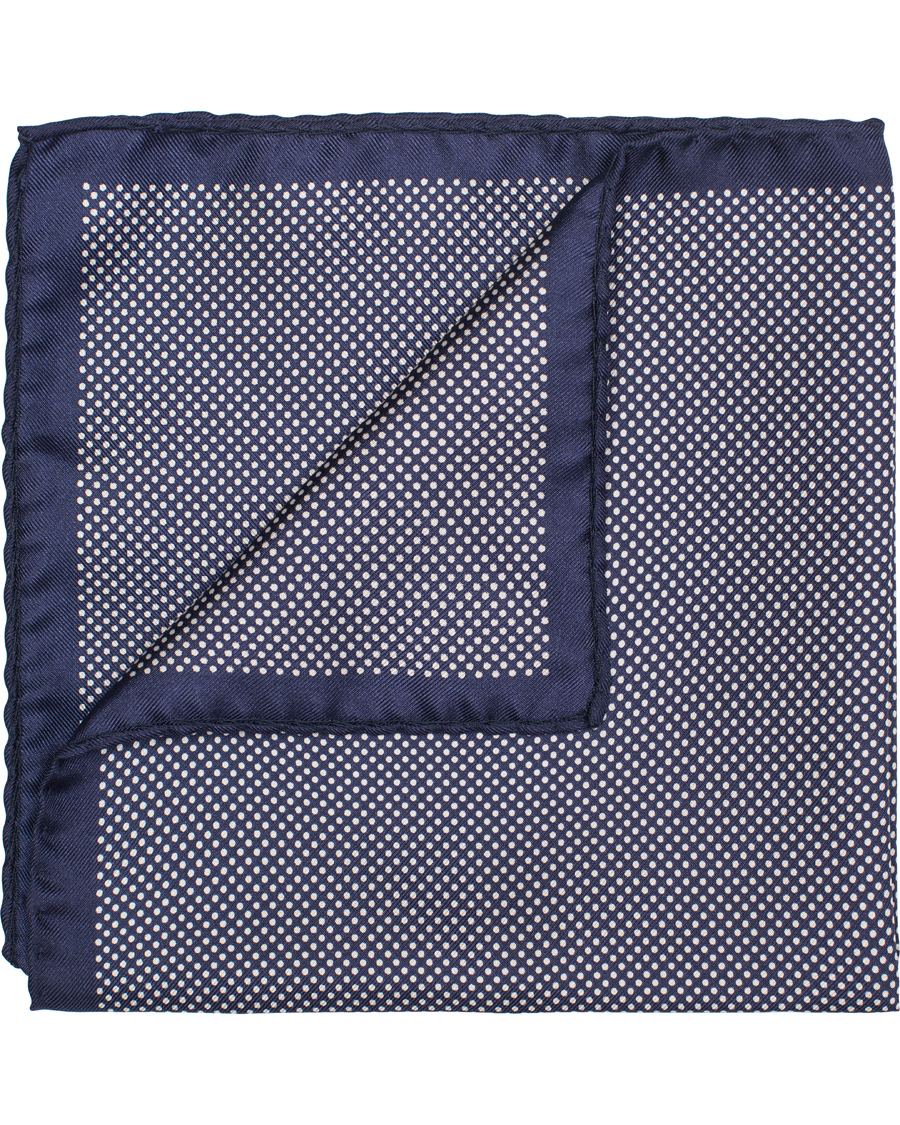 Herre | Eton Silk Dot Pocket Square Navy | Eton | Silk Dot Pocket Square Navy