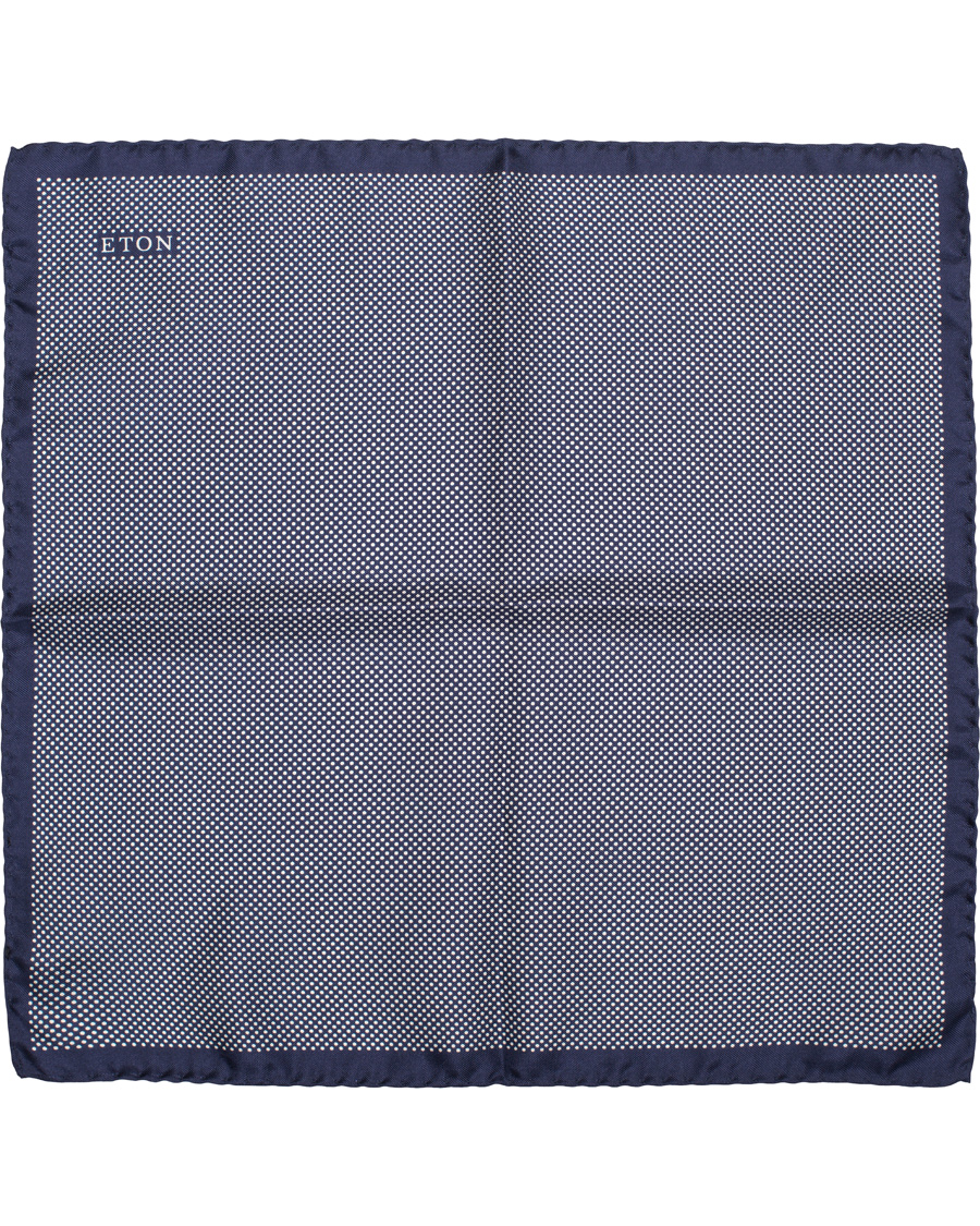 Herre | Eton Silk Dot Pocket Square Navy | Eton | Silk Dot Pocket Square Navy