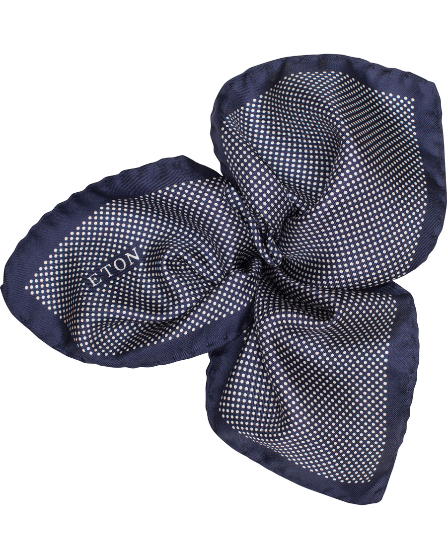 Herre | Eton Silk Dot Pocket Square Navy | Eton | Silk Dot Pocket Square Navy