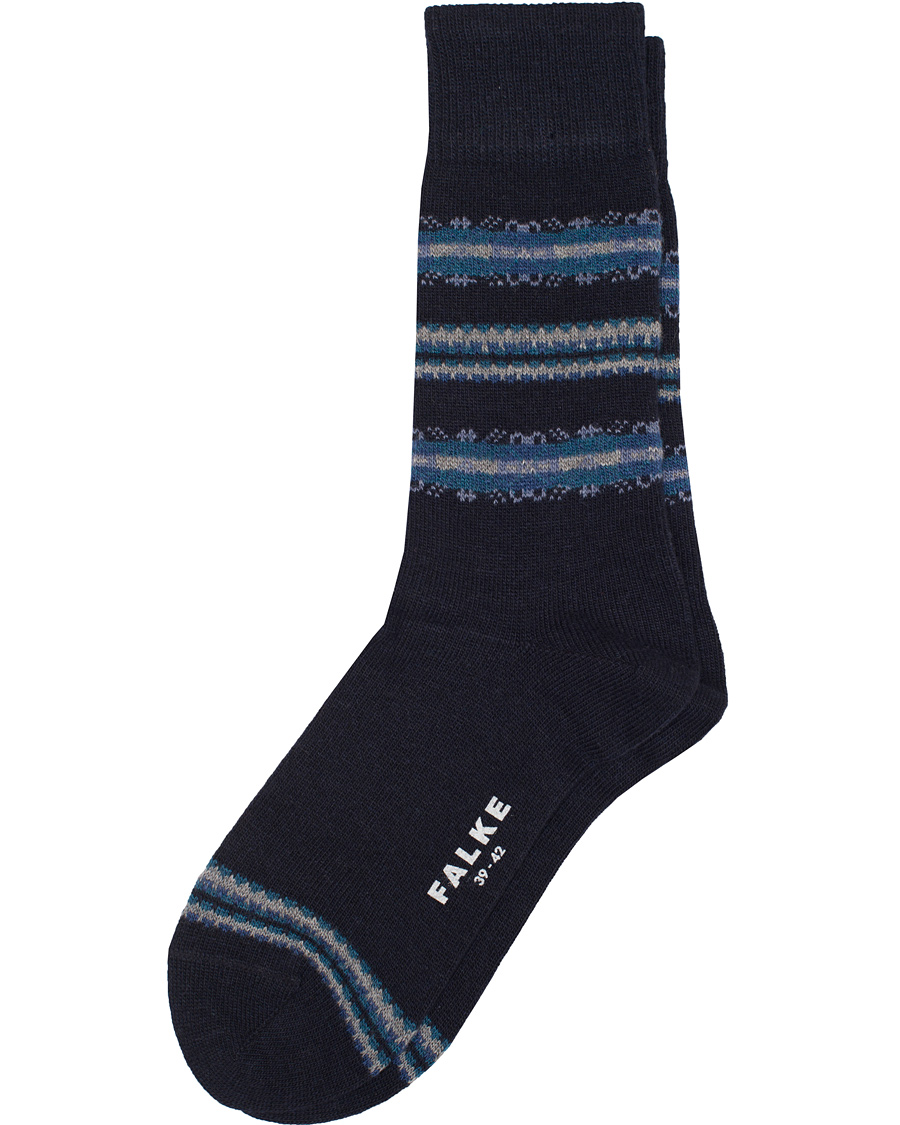 Herre | Undertøy | Falke | Lhasa Cashmere Stripe Socks Navy