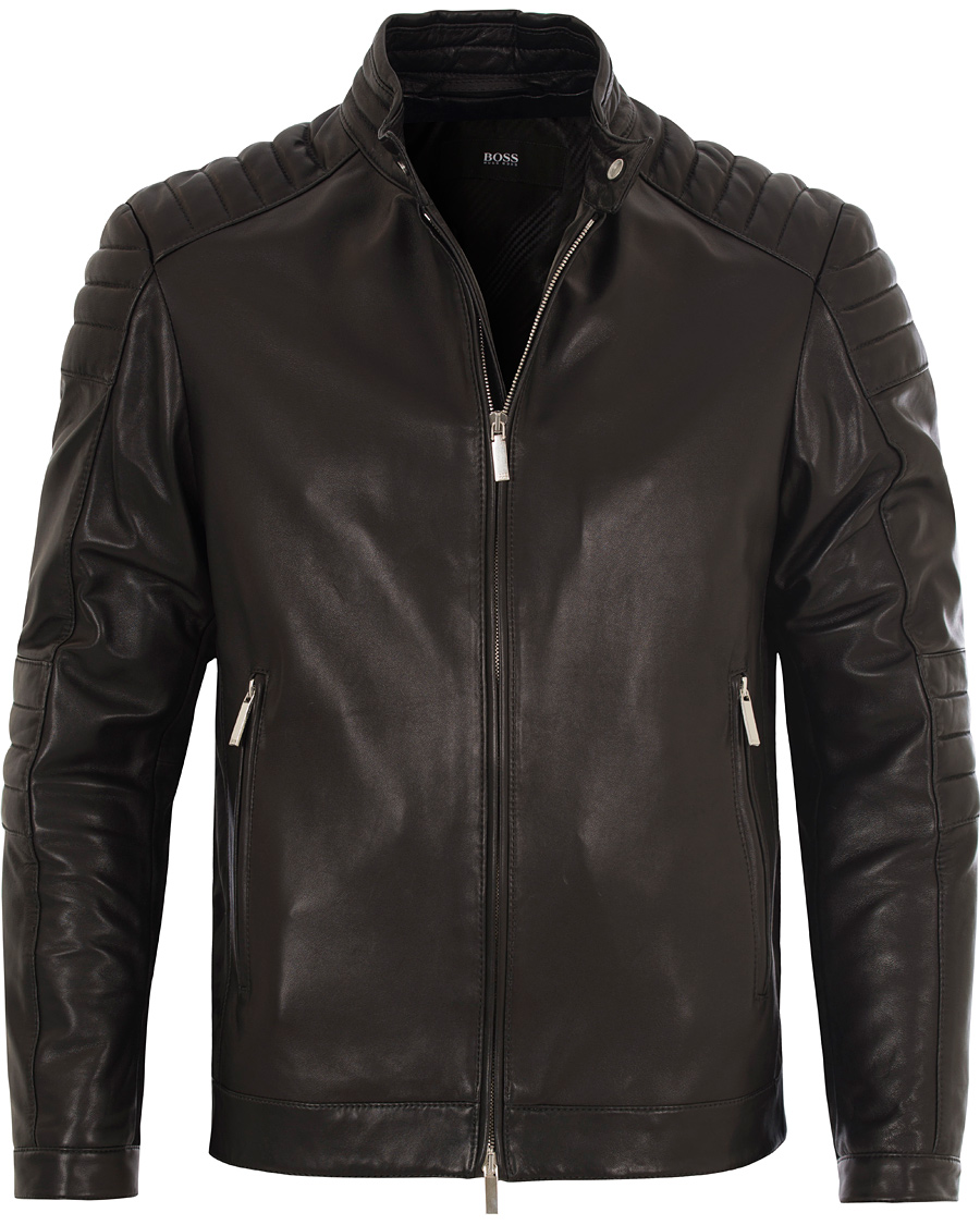 Herre | Jakker | BOSS BLACK | BOSS Narveyn Biker Leather Jacket Black