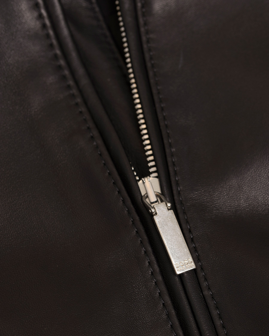Herre | Jakker | BOSS BLACK | BOSS Narveyn Biker Leather Jacket Black
