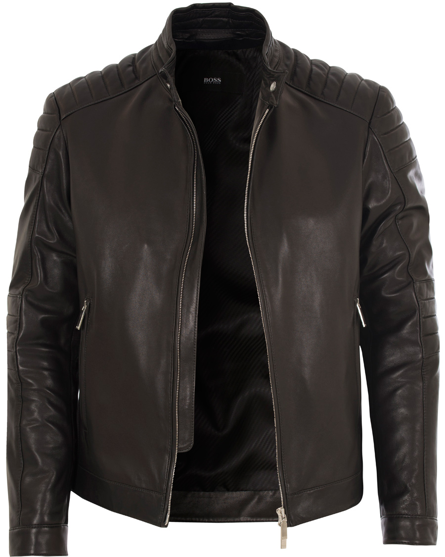 Herre | Jakker | BOSS BLACK | BOSS Narveyn Biker Leather Jacket Black