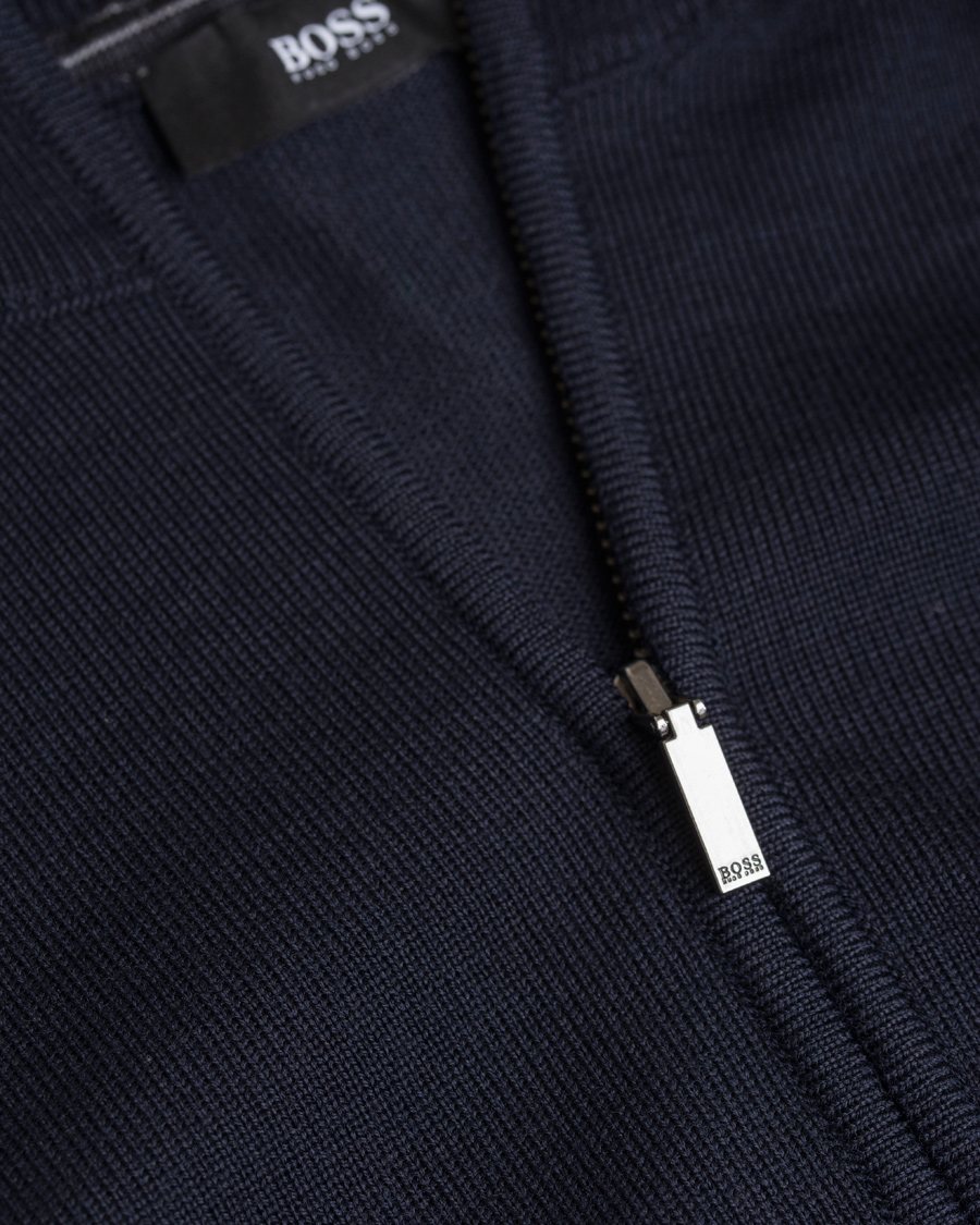 Herre | Gensere | BOSS BLACK | BOSS Baldemario Merino Full Zip Navy