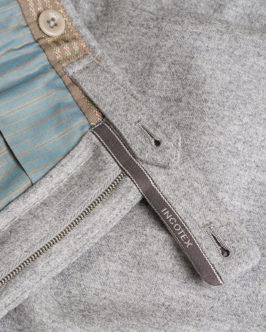 Herre | Bukser | Incotex | Super 100´s Flannel Trousers Light Grey