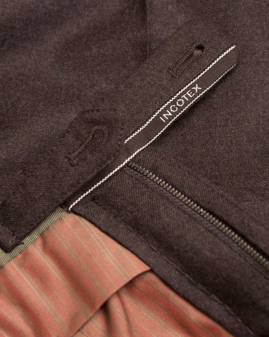 Herre | Bukser | Incotex | Super 100´s Light Flannel Trousers Dark Brown