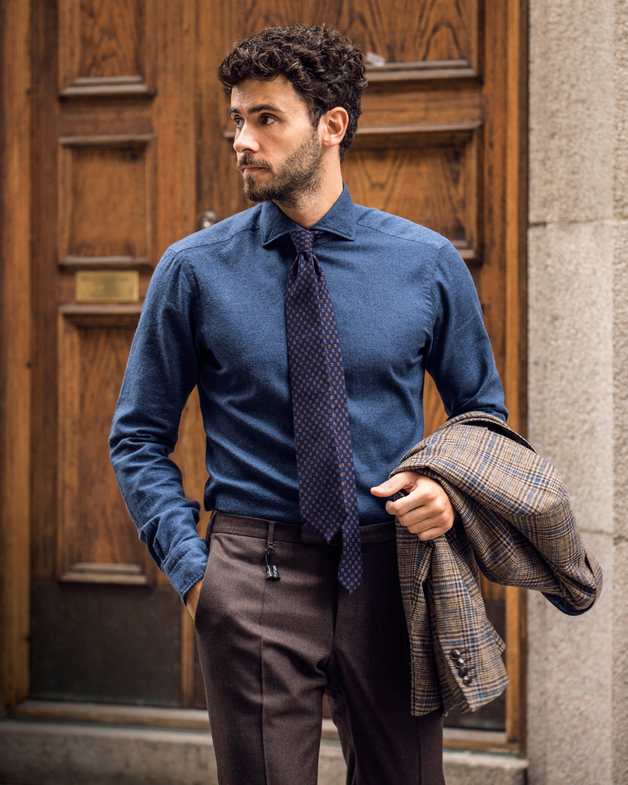 Herre | Bukser | Incotex | Super 100´s Light Flannel Trousers Dark Brown