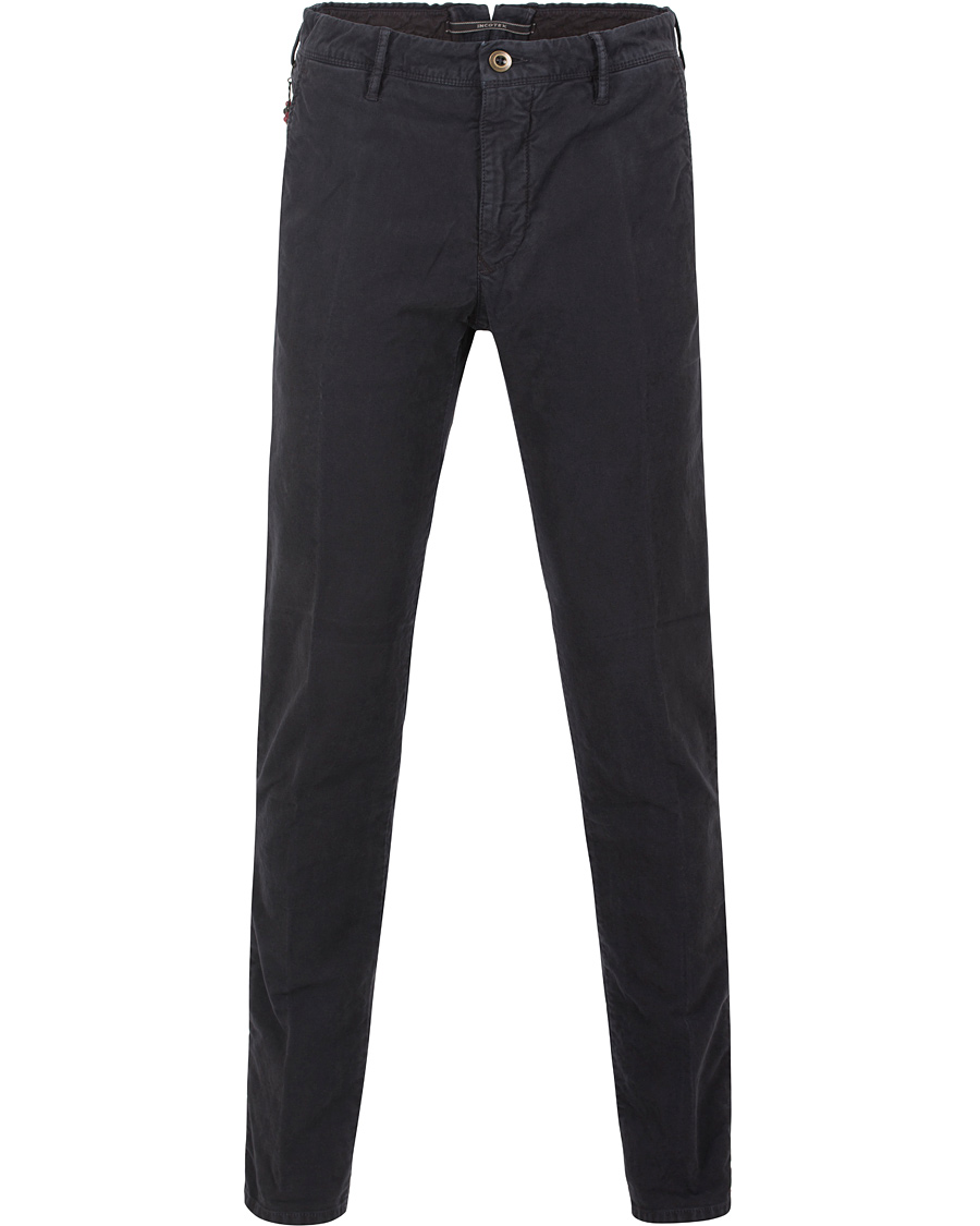 Herre | Bukser | Incotex | Slim Fit Garment Dyed Washed Chino Navy