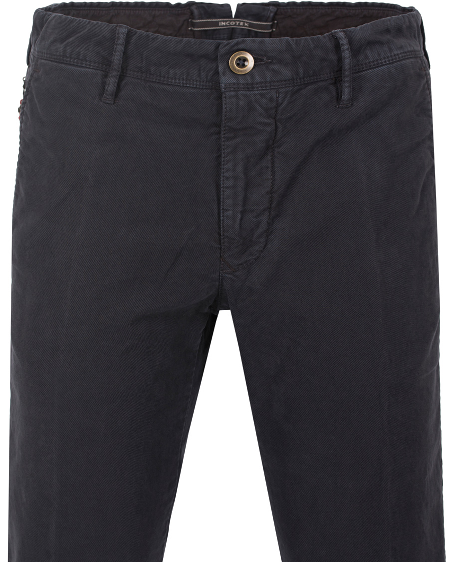 Herre | Bukser | Incotex | Slim Fit Garment Dyed Washed Chino Navy