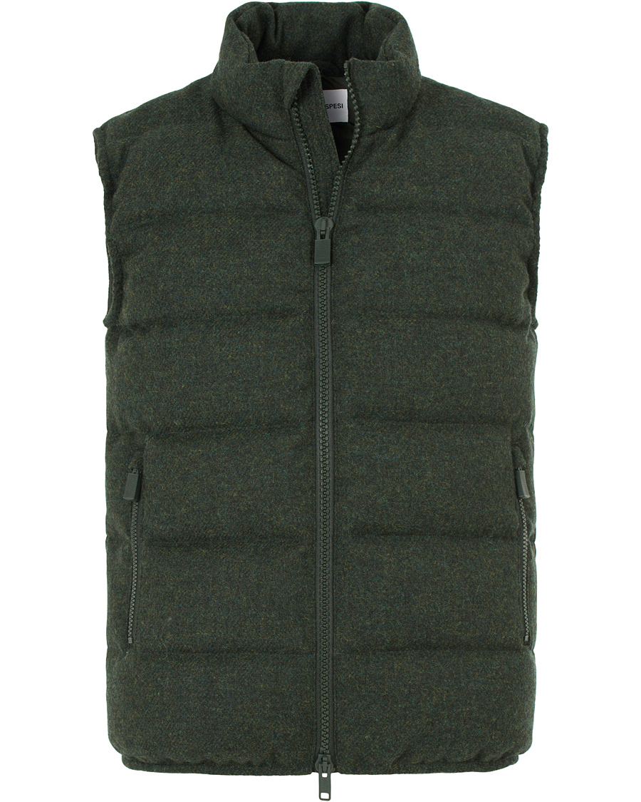 Herre | Jakker | Aspesi | Down Tweed Vest Moss Green
