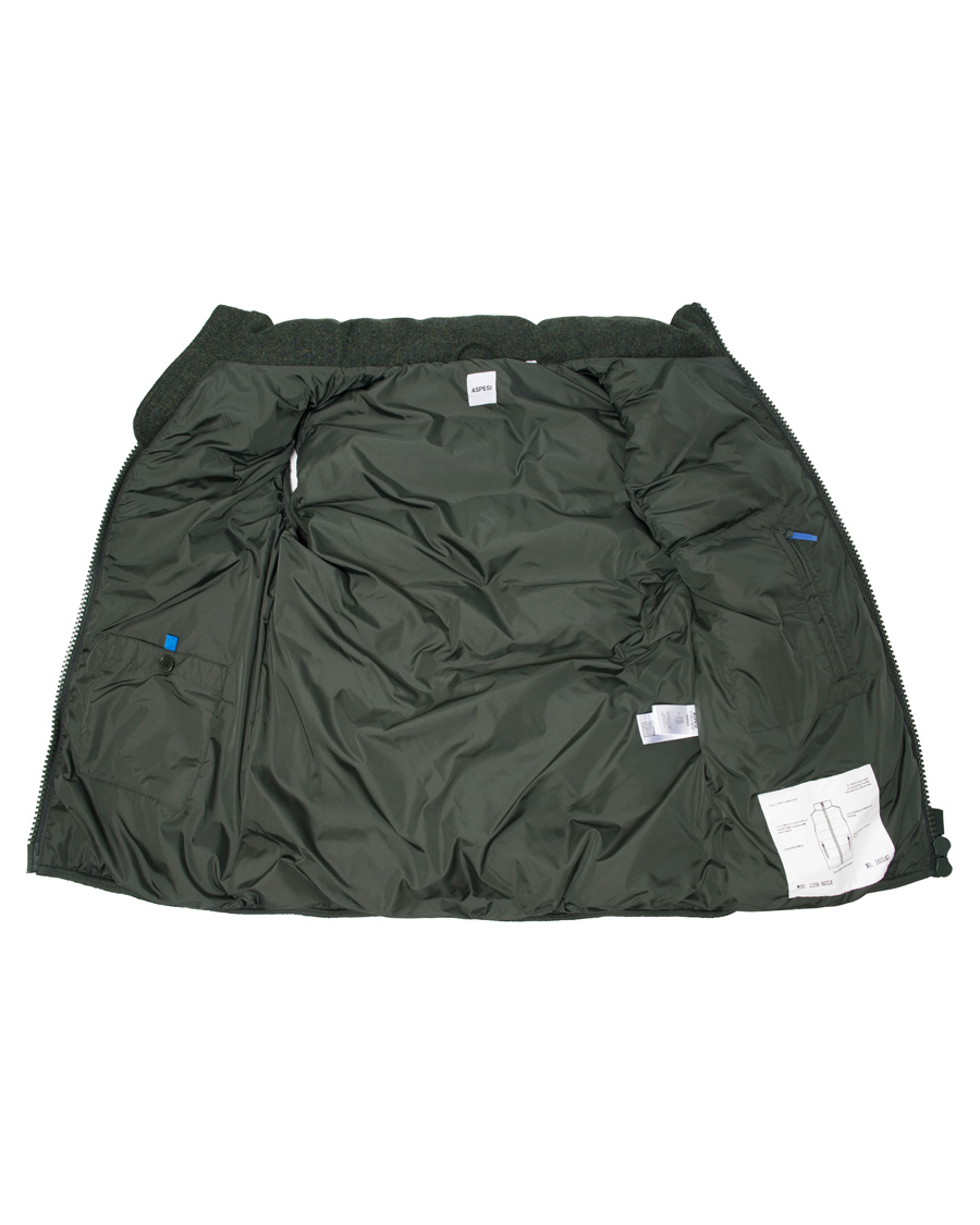 Herre | Jakker | Aspesi | Down Tweed Vest Moss Green