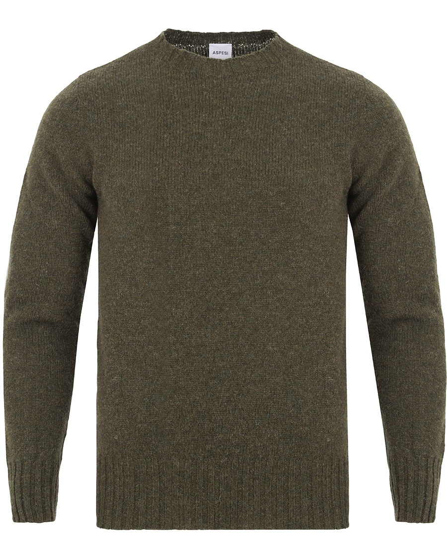 Herre | Gensere | Aspesi | Crew Neck Shetland Knit Moss Green