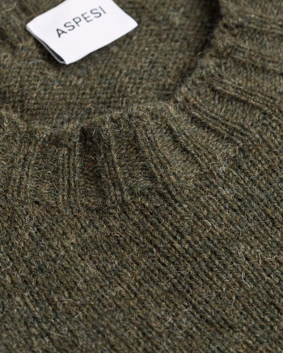 Herre | Gensere | Aspesi | Crew Neck Shetland Knit Moss Green