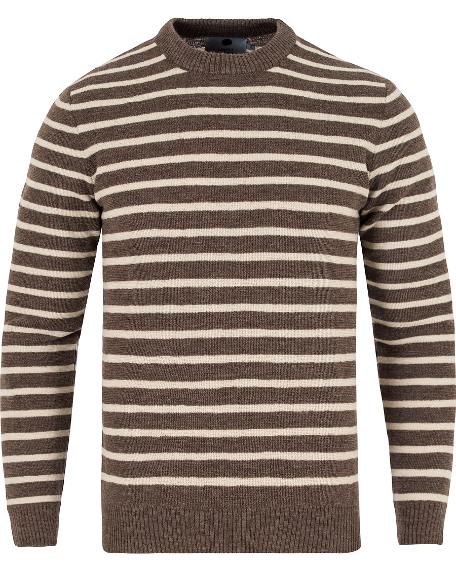 Herre | Gensere | NN07 | Mike Striped Knitted Sweater Brown/White