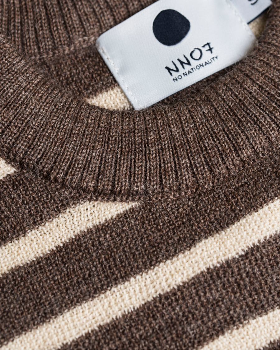 Herre | Gensere | NN07 | Mike Striped Knitted Sweater Brown/White