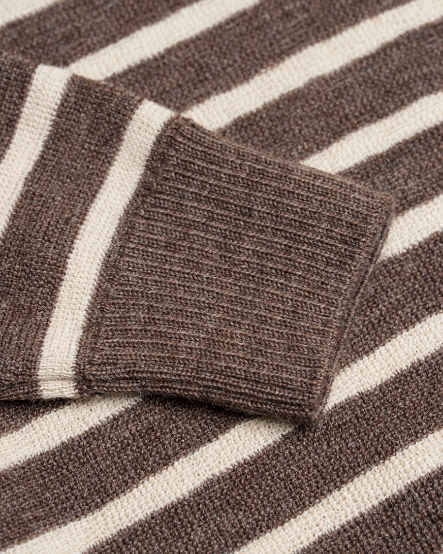 Herre | Gensere | NN07 | Mike Striped Knitted Sweater Brown/White
