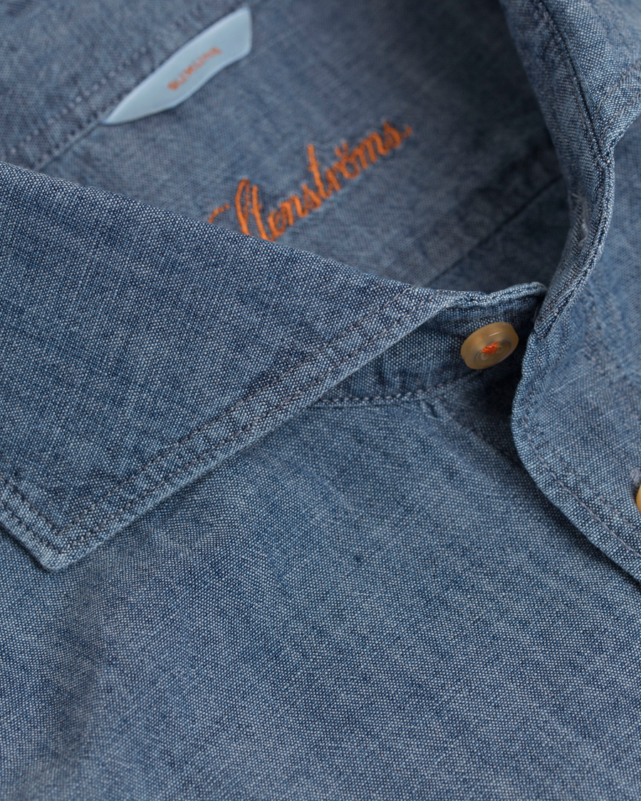 Herre | Skjorter | Stenströms | Slimline Garment Washed Shirt Blue