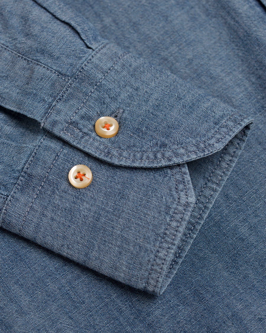 Herre | Skjorter | Stenströms | Slimline Garment Washed Shirt Blue