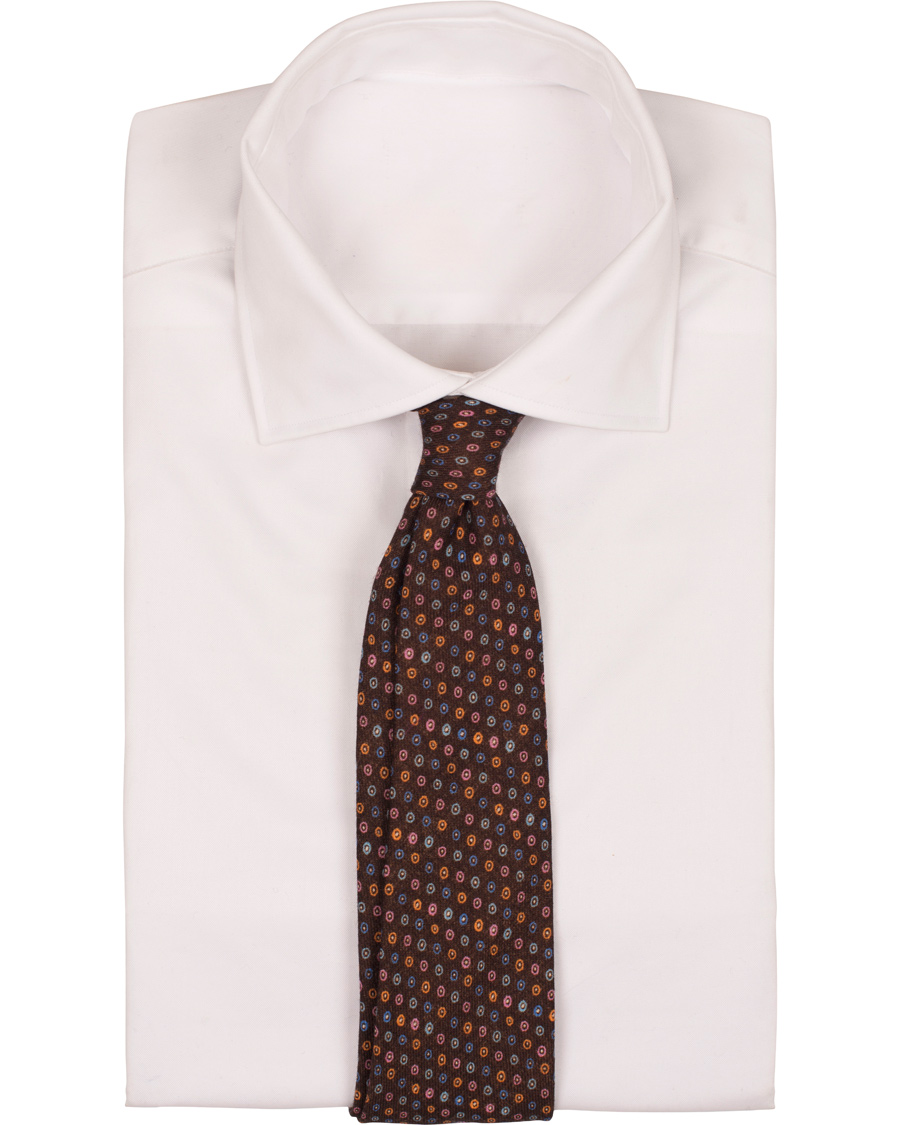 Herre | Stenströms Medallion Wool 8 cm Tie Brown | Stenströms | Medallion Wool 8 cm Tie Brown