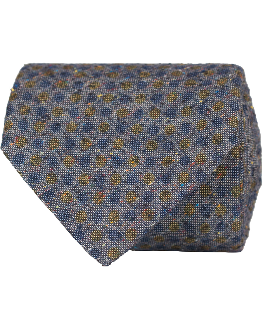 Herre | Stenströms Dot Silk/Cotton 8 cm Tie Blue | Stenströms | Dot Silk/Cotton 8 cm Tie Blue