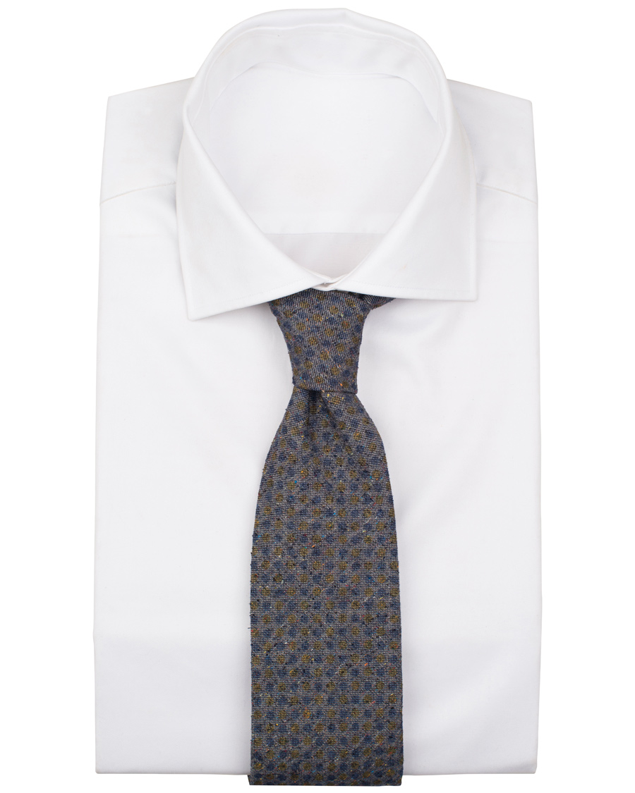 Herre | Stenströms Dot Silk/Cotton 8 cm Tie Blue | Stenströms | Dot Silk/Cotton 8 cm Tie Blue
