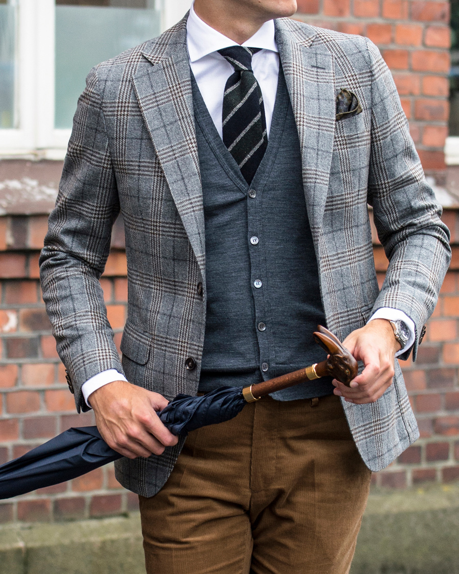 Herre | Stenströms Medallion Wool Pocket Square Grey | Stenströms | Medallion Wool Pocket Square Grey