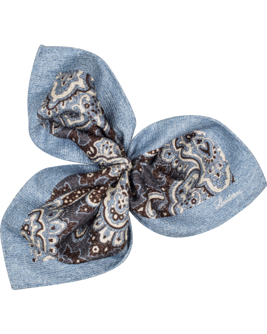 Herre | Stenströms Doublefaced Paisley Wool/Silk Pocket Square Blue | Stenströms | Doublefaced Paisley Wool/Silk Pocket Square Blue
