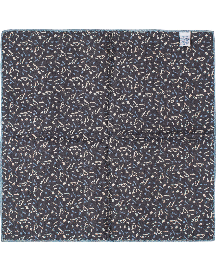 Herre | Stenströms Doublefaced Paisley Wool/Silk Pocket Square Blue | Stenströms | Doublefaced Paisley Wool/Silk Pocket Square Blue