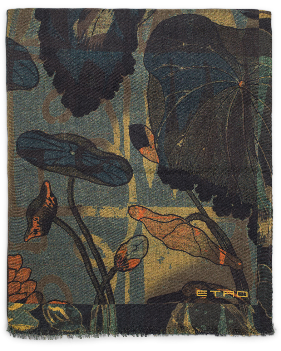 Herre | Etro Wool Floral Scarf Green | Etro | Wool Floral Scarf Green