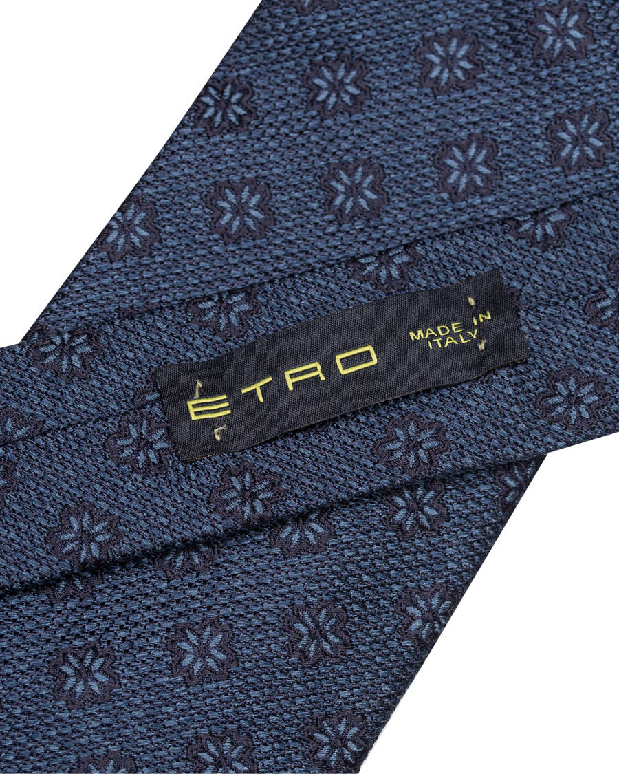 Herre | Etro Woven Flower 8 cm Silk Tie Blue | Etro | Woven Flower 8 cm Silk Tie Blue