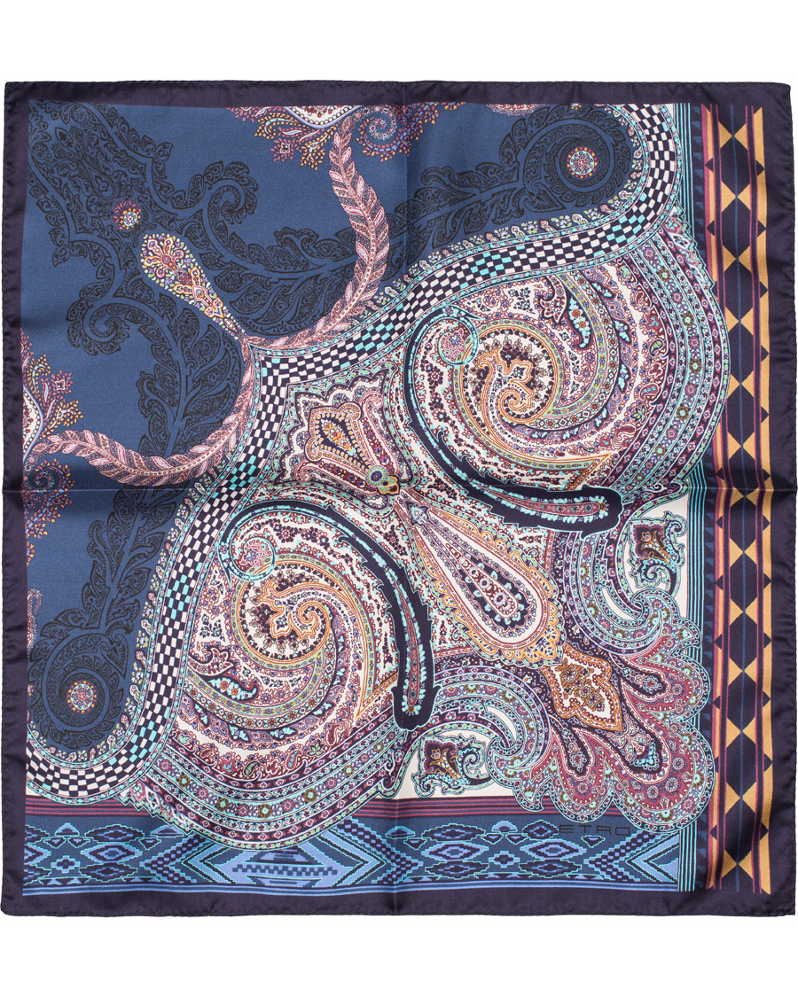 Herre | Etro Printed Paisley Pocket Square Dark Blue | Etro | Printed Paisley Pocket Square Dark Blue