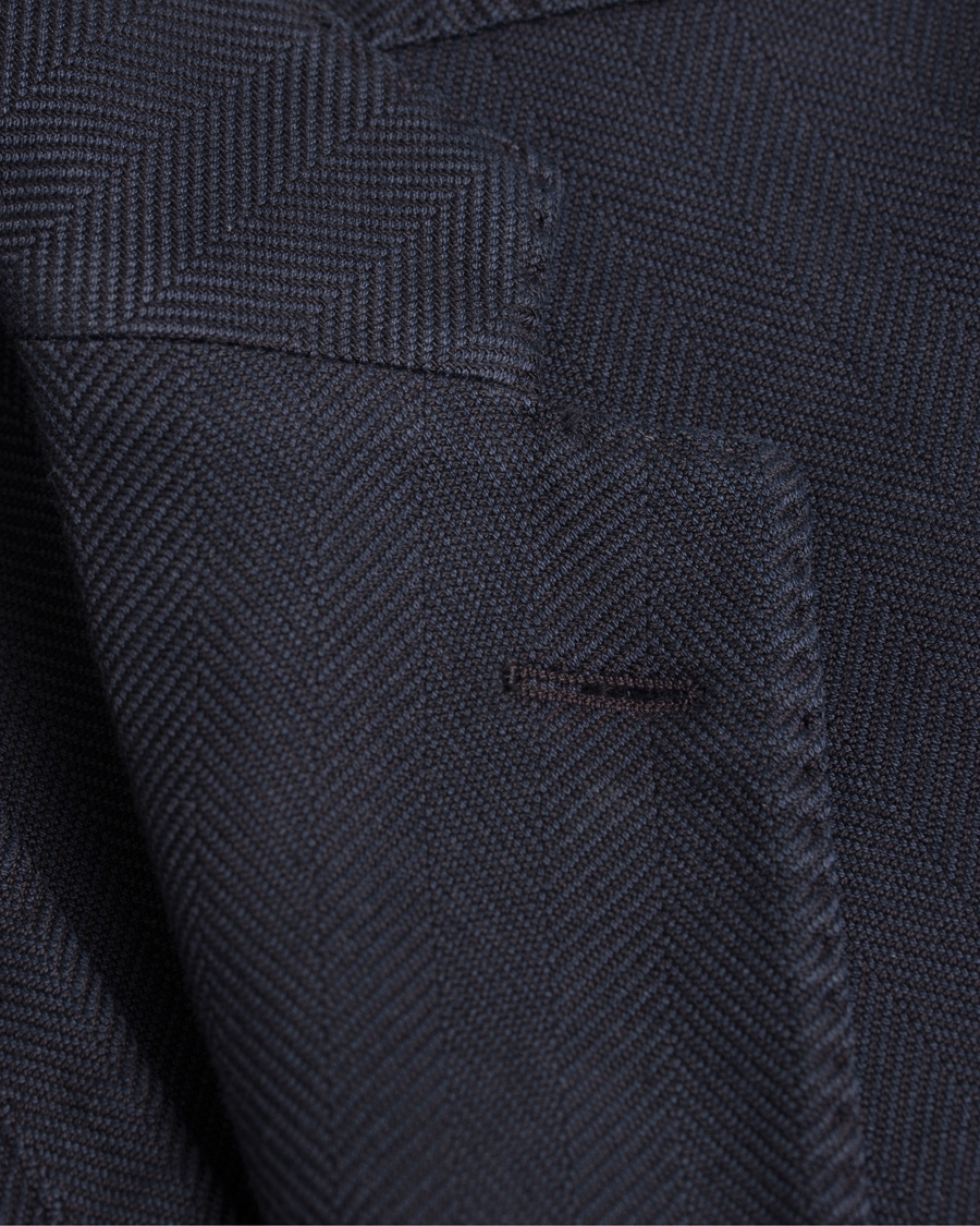 Herre | Dressjakker | Boglioli | Herringbone Wool K Jacket Blazer Dark Blue
