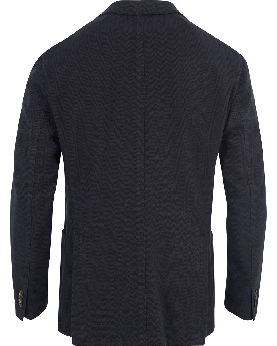 Herre | Dressjakker | Boglioli | Herringbone Wool K Jacket Blazer Dark Blue