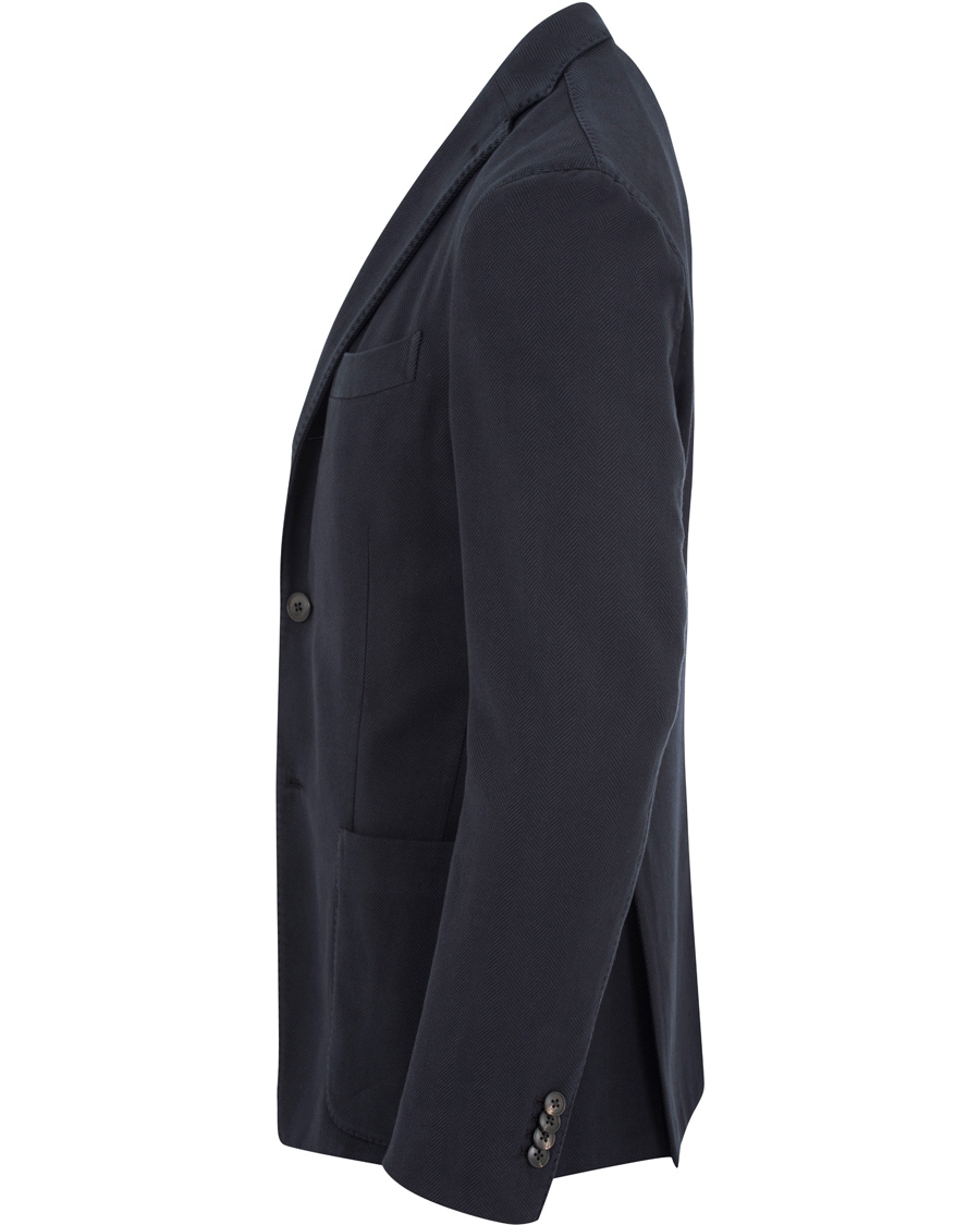 Herre | Dressjakker | Boglioli | Herringbone Wool K Jacket Blazer Dark Blue