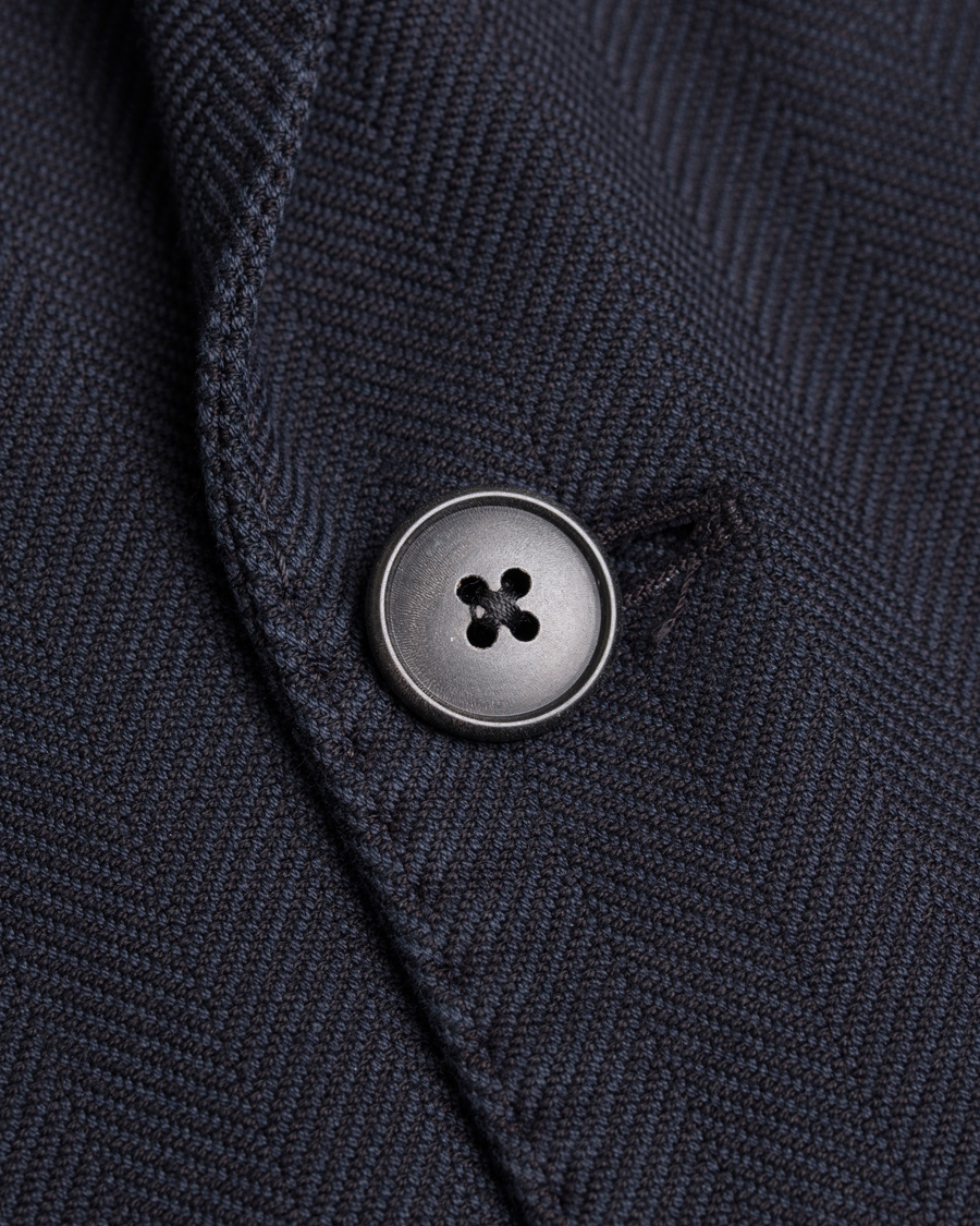 Herre | Dressjakker | Boglioli | Herringbone Wool K Jacket Blazer Dark Blue