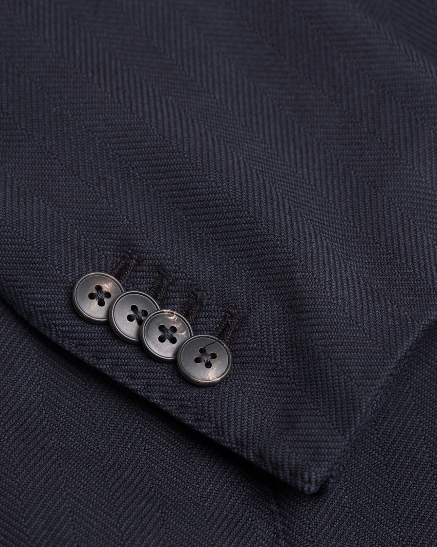 Herre | Dressjakker | Boglioli | Herringbone Wool K Jacket Blazer Dark Blue