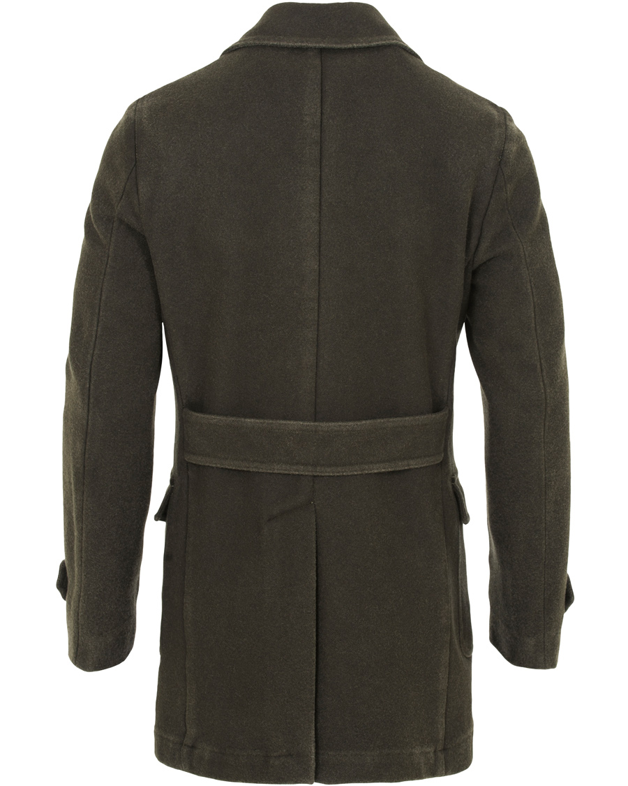 Herre | Jakker | L.B.M. 1911 | Wool Double Breasted Coat Dark Loden Green
