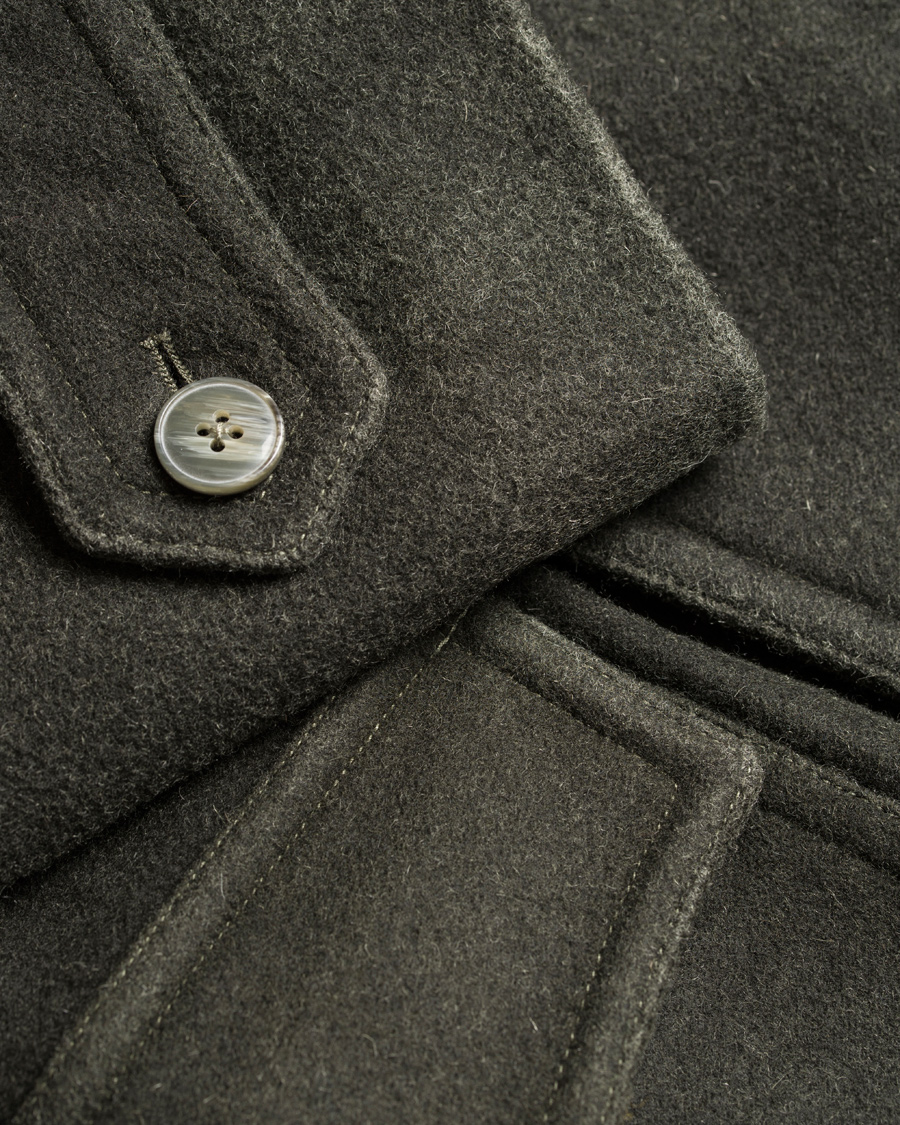 Herre | Jakker | L.B.M. 1911 | Wool Double Breasted Coat Dark Loden Green