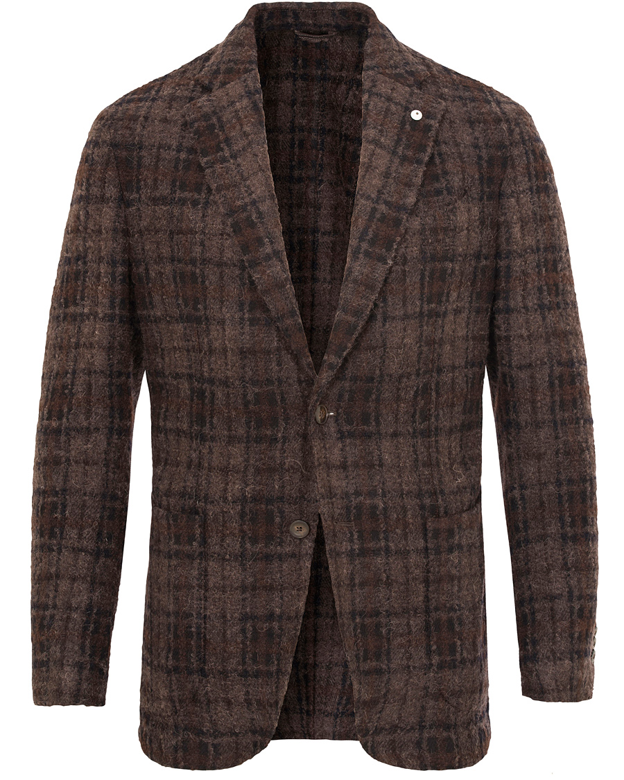 Herre | Dressjakker | L.B.M. 1911 | Jack Regular Wool Bouclé Check Blazer Dark Brown