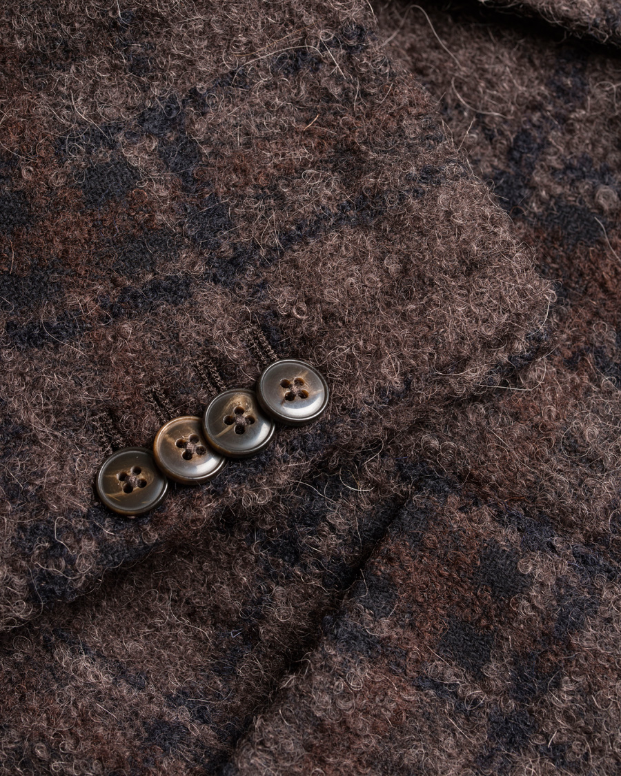 Herre | Dressjakker | L.B.M. 1911 | Jack Regular Wool Bouclé Check Blazer Dark Brown
