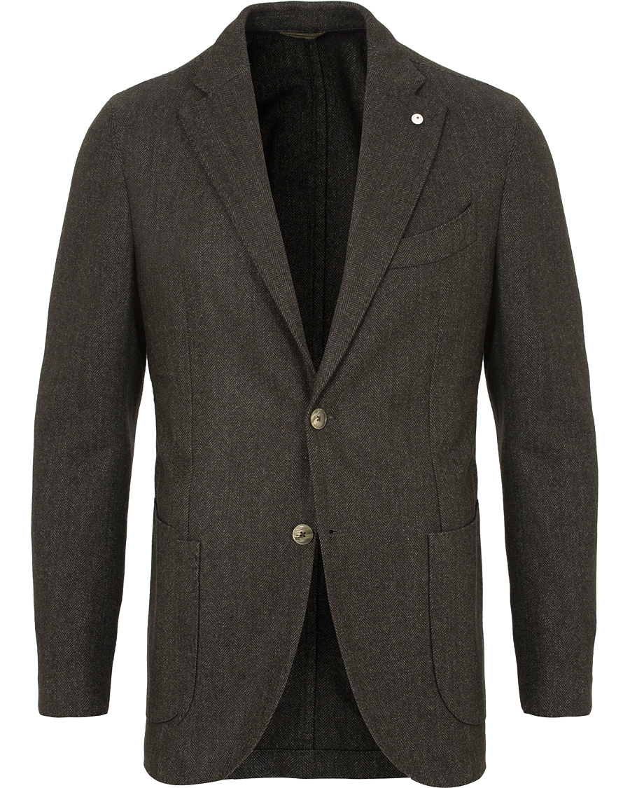 Herre | Dressjakker | L.B.M. 1911 | Jack Regular Herringbone Jersey Blazer Dark Green