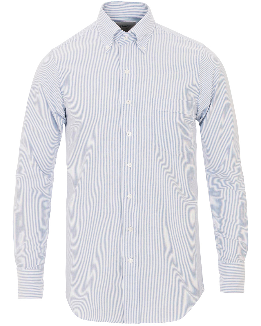 Herre | Skjorter | Drake's | Slim Fit Oxford BD Stripe Shirt Blue