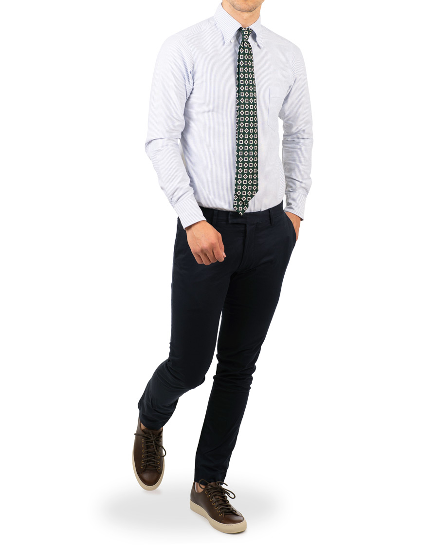 Herre | Skjorter | Drake's | Slim Fit Oxford BD Stripe Shirt Blue