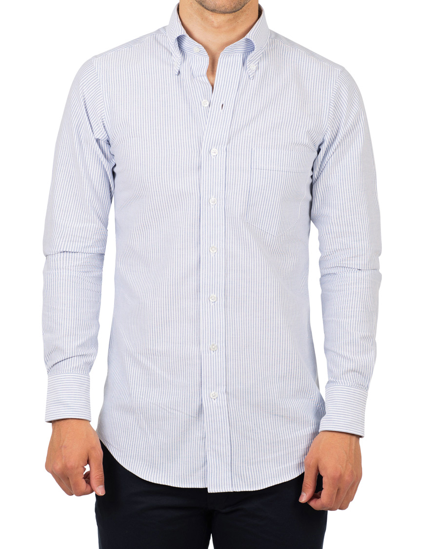 Herre | Skjorter | Drake's | Slim Fit Oxford BD Stripe Shirt Blue