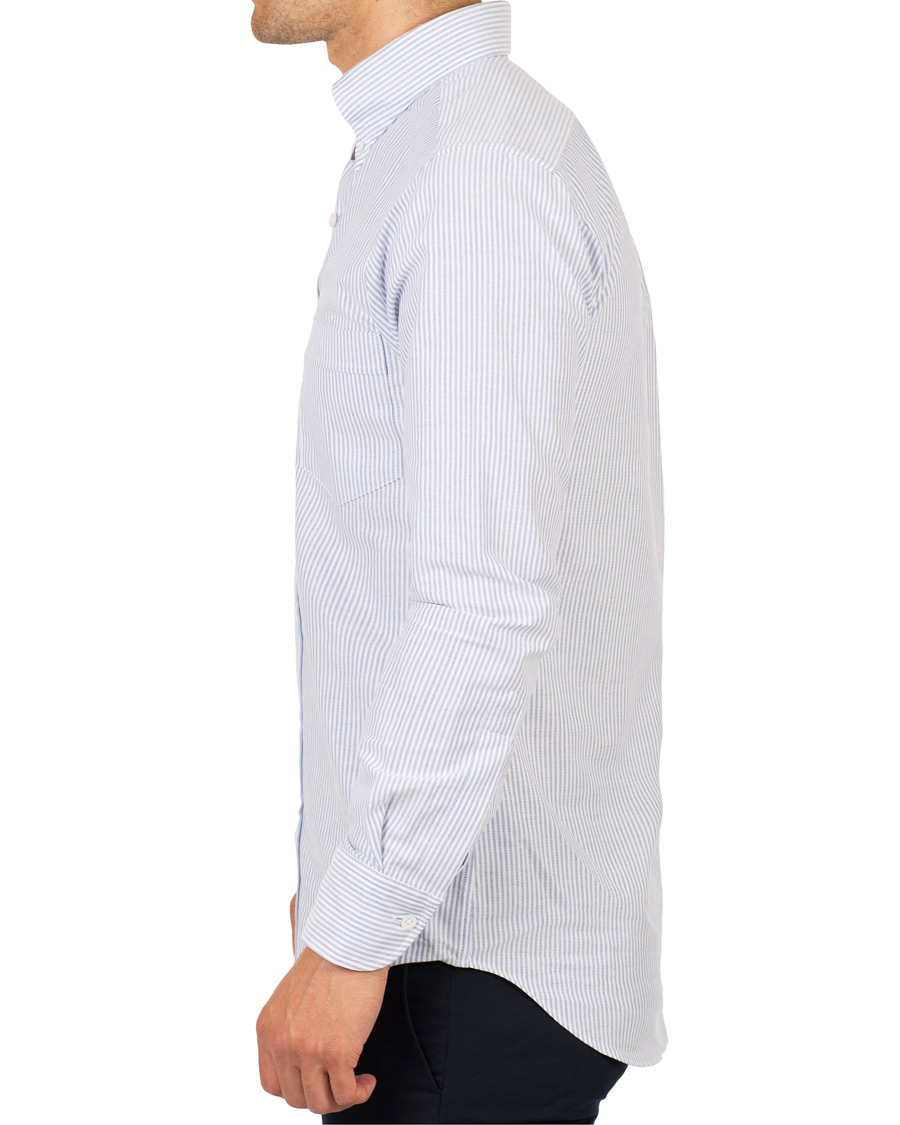 Herre | Skjorter | Drake's | Slim Fit Oxford BD Stripe Shirt Blue