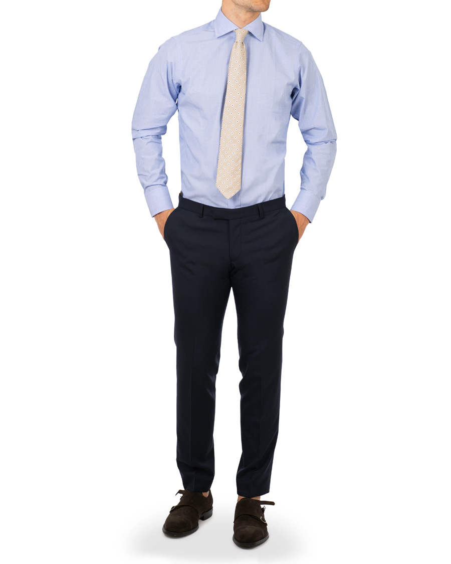 Herre | Skjorter | Drake's | Regular Fit Poplin Shirt Blue