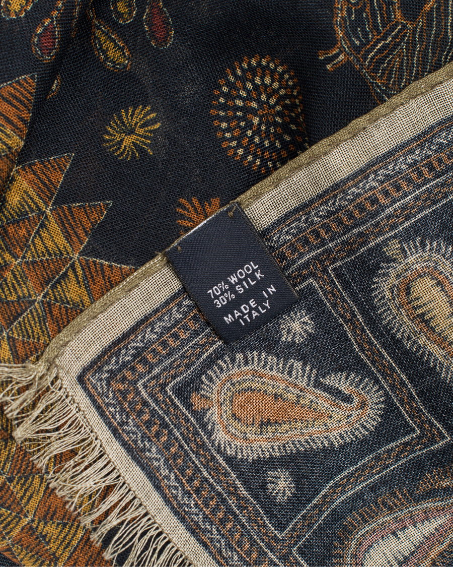 Herre | Drake's Embroidered Animal Print Scarf Dark Blue | Drake's | Embroidered Animal Print Scarf Dark Blue