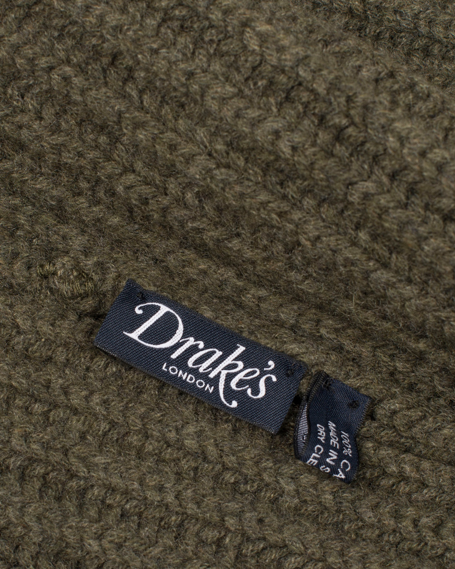 Herre | Drake's Ribbed Knit Solid Cashmere Hat Olive Green | Drake's | Ribbed Knit Solid Cashmere Hat Olive Green